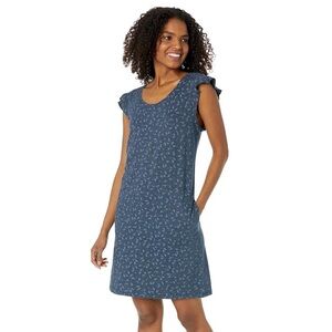 Toad & Co “Rufflita” navy print flutter sleeve casual dress (medium)